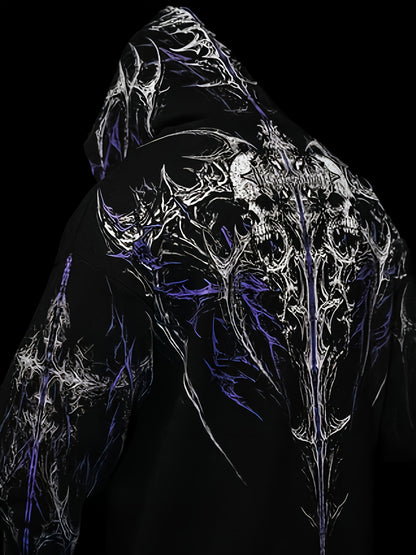 Men's Gothic Hoodie - Loose Fit Full-Zip with Pockets