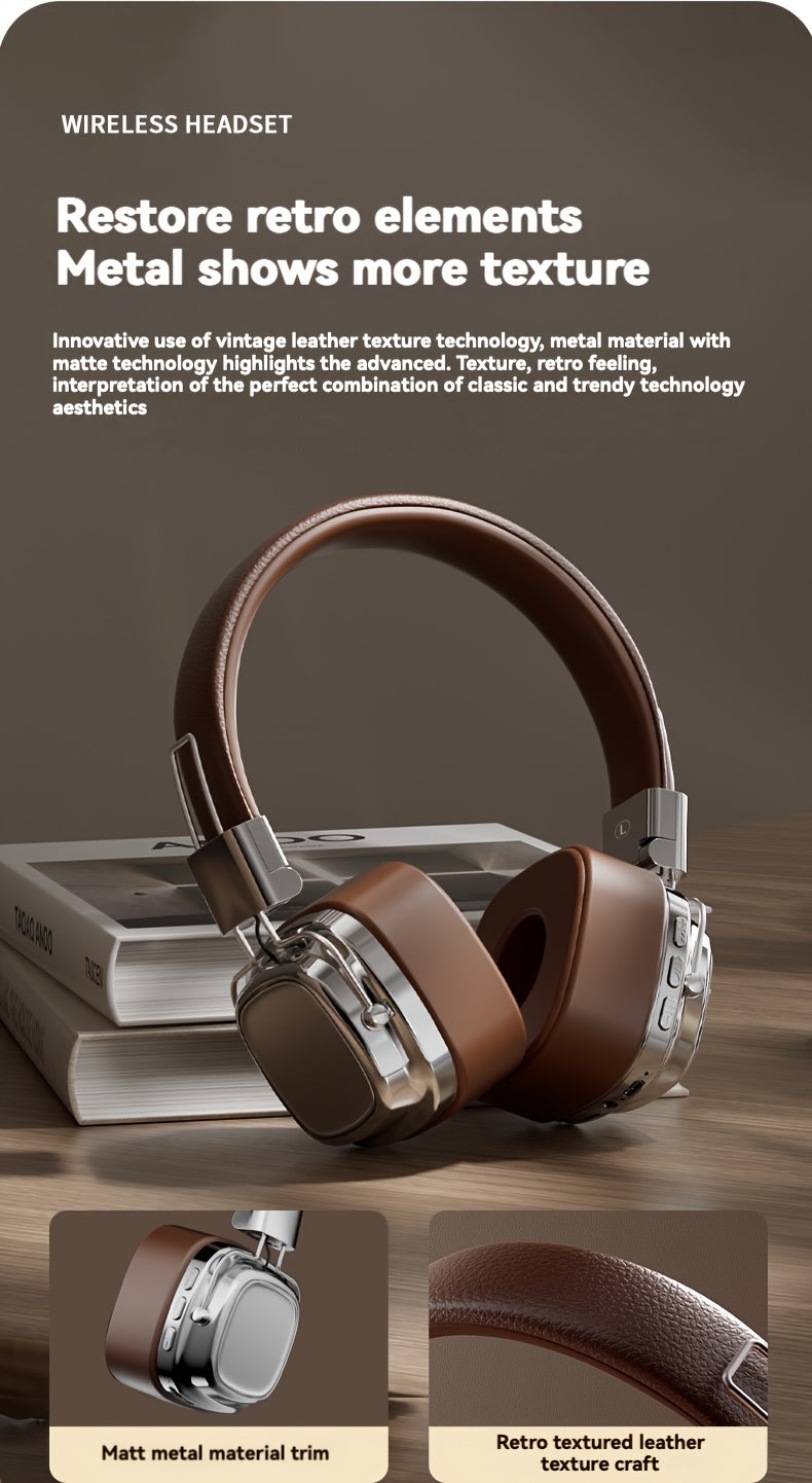 Retro Wireless Headphones - HiFi Deep Bass with 350mAh Battery