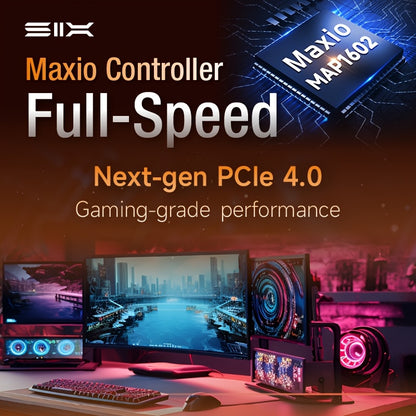 SIX X7400-Pro 1 TB/2 TB 7350 MB/s Lesegeschwindigkeit | PCIe 4.0 NVMe, robust und zuverlässig für Gaming, Büro und Content-Erstellung, mit elegantem Metalldesign und leistungsstarkem Kühlsystem, Gaming-Zubehör, professionelles Erscheinungsbild, H