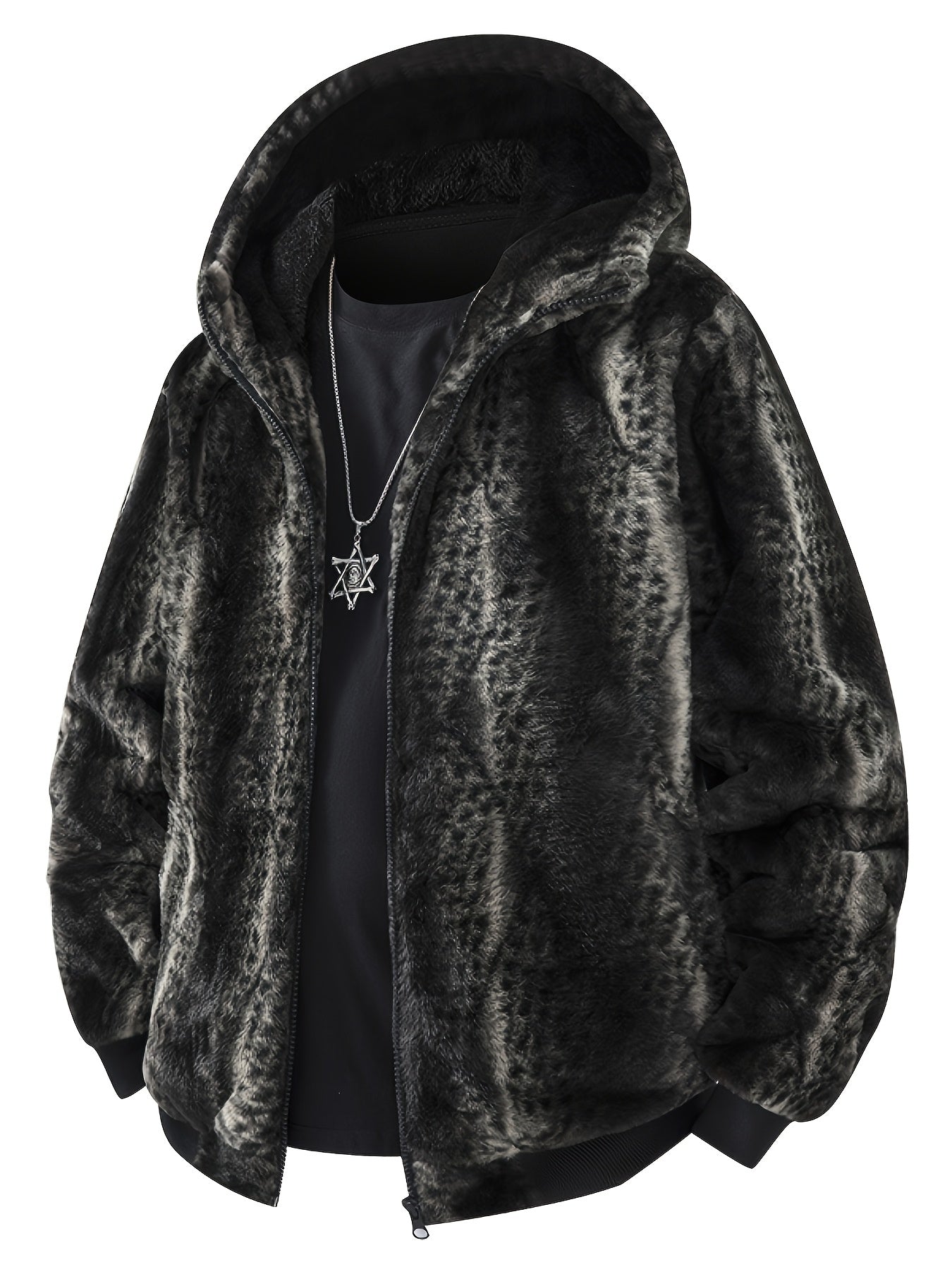 Men's Solid Hooded Jacket - Windproof & Warm