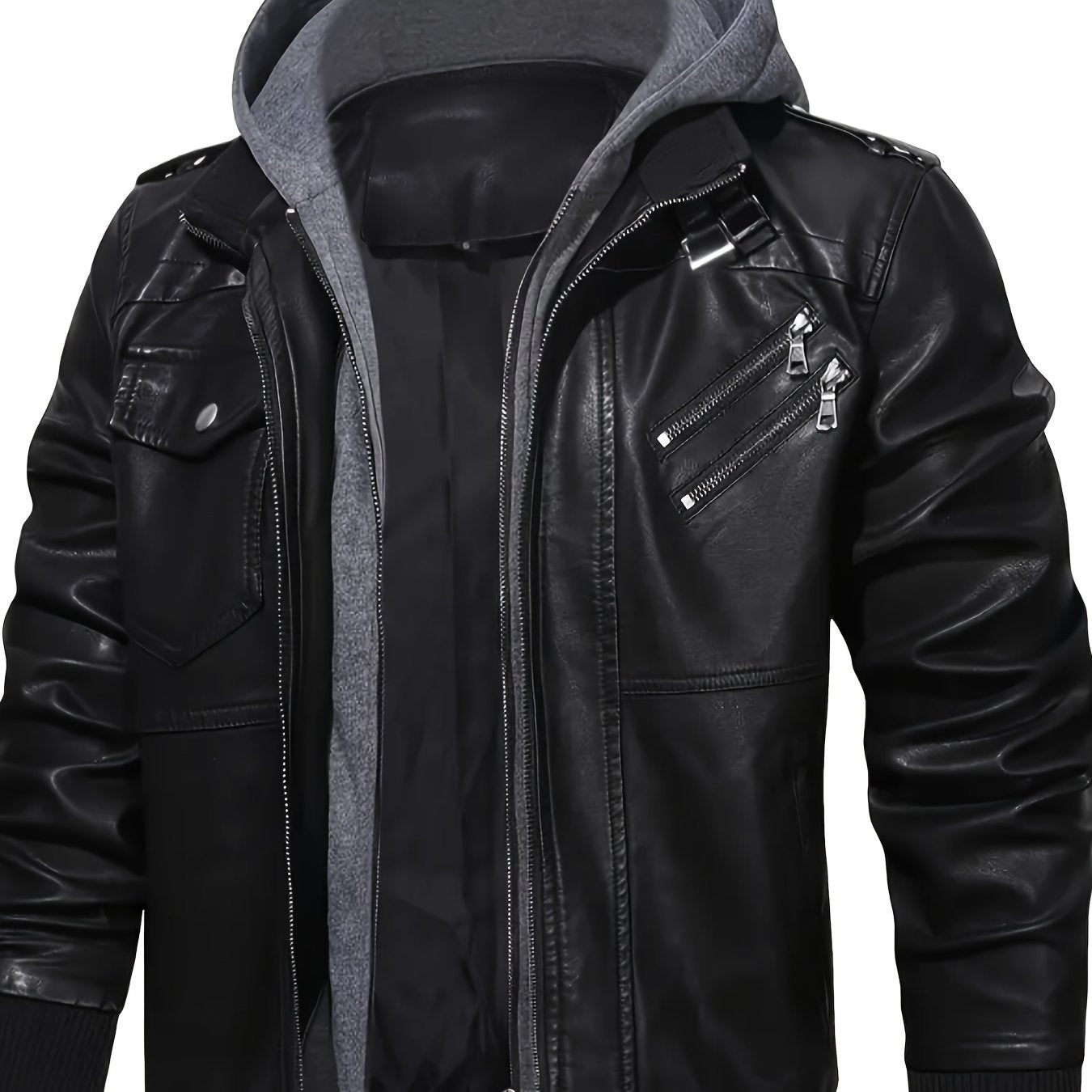 Men's Hooded Jacket - Full-Zip Zippered Pockets Lightweight