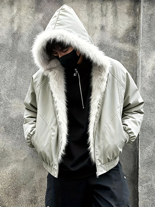 Hooded Warm Jacket with Fur Collar