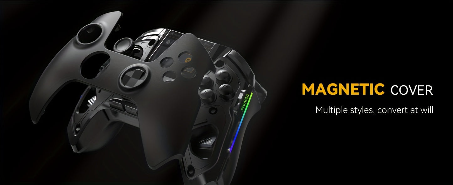 (No Drift) Interactive Screen Wireless Gaming Controller for iOS/for Switch/PC/Android/Steam Deck, Hall Effect Stick & Trigger, RGB Lighting, Remappable Buttons, 1800mAh with Charging Dock-V2 (Black). Notice Not Compatible wi