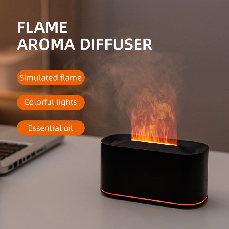USB Flame Aroma Diffuser - Essential Oil Humidifier with Nightlight