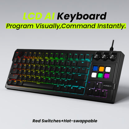 MRSVI 78-Key Mechanical Gaming Keyboard - 6 LCD Programmable Keys RGB