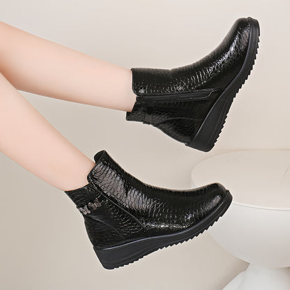 Women's Winter Warm Chunky Platform Ankle Boots - Side Zipper