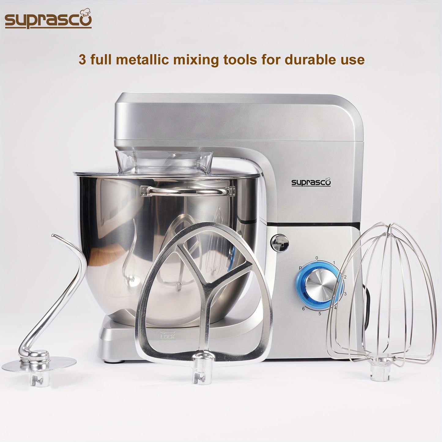 SUPRASCO 10L Stand Mixer 1500W - Dough Hook Beater Whisk