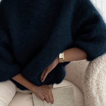 Women's Alpaca Sweater - Elegant Round Neck Winter Coat, Soft Warm Pure Color Blouses | High Elasticity for a Flattering Fit | Solid Color Sweaters for Dresses, Skirts & Pants Toppings | Hand Wash/Dry Clean (Autumn/Winter War