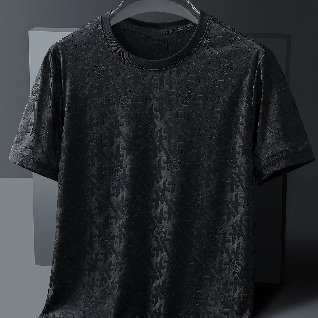 Men's Jacquard Summer Shirt - Ice Feel Round Neck