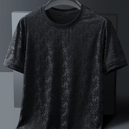 Men's Jacquard Summer Shirt - Ice Feel Round Neck