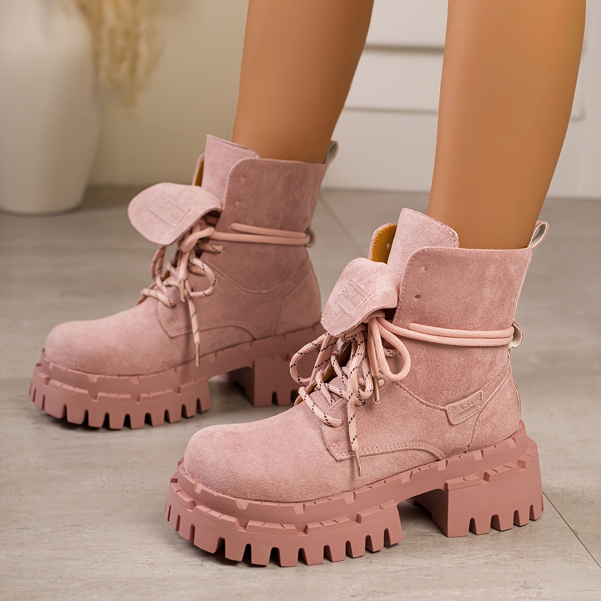 Women's Red Retro Chunky Platform Boots - Maroon Ankle