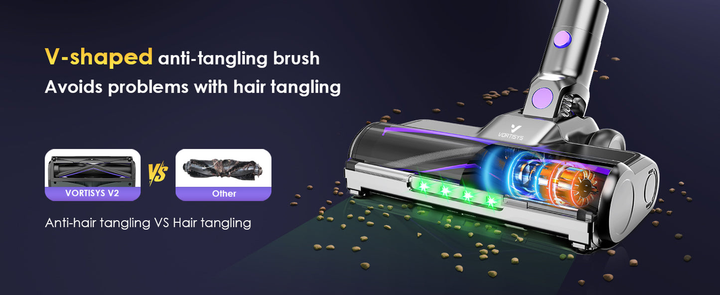 VORTISYS Cordless Vacuum Cleaner 500W - 1.3L Display Anti-Tangle