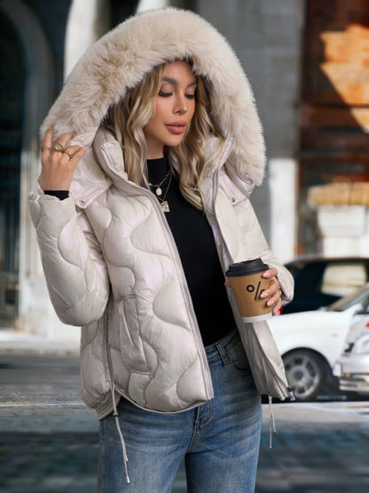 Women's Winter Puffer Jacket - Hooded Elegant Warm Coat