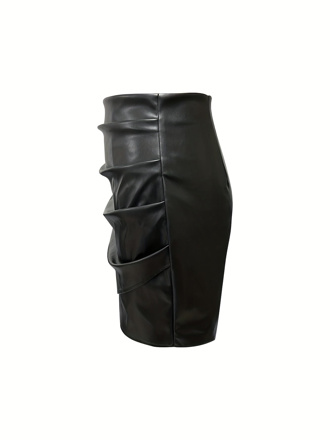 Women's Elegant PU Leather Skirt - Solid Color Half Skirt