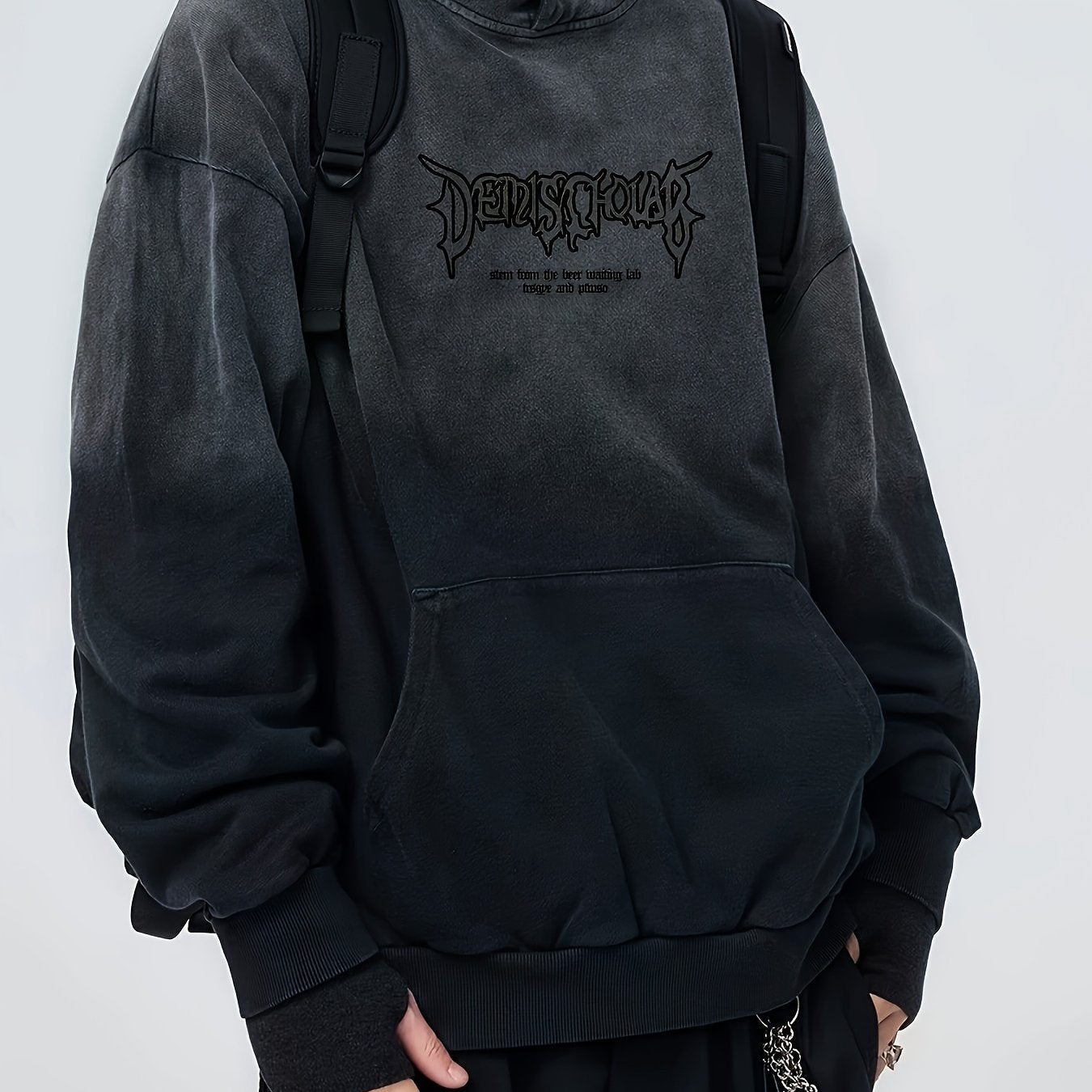 Men's Oversized Hoodie - Black & Gray