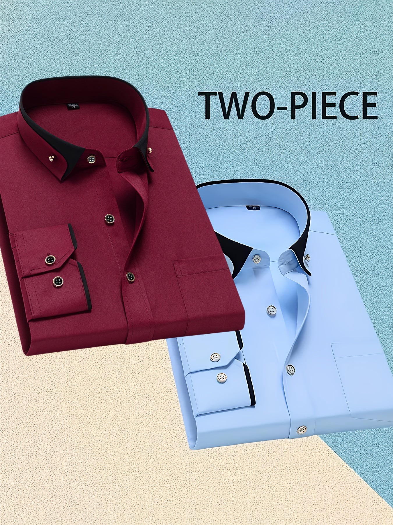 1+1 Men's Double Lapel Long Sleeve Shirt - Fashion Business Casual