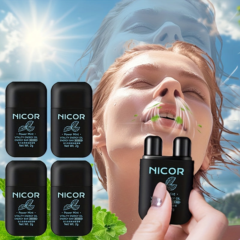 NICOR Vitality Mint Nasal Decongestant 4pcs - Dual-Orifice Upgraded