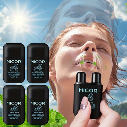 NICOR Vitality Mint Nasal Decongestant 4pcs - Dual-Orifice Upgraded