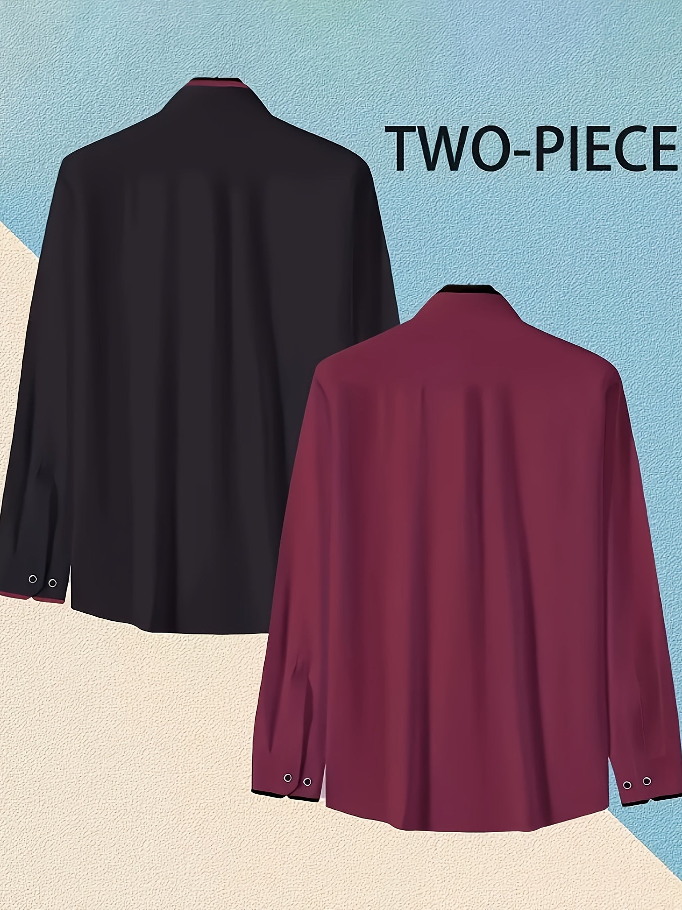 1+1 Men's Double Lapel Long Sleeve Shirt - Fashion Business Casual