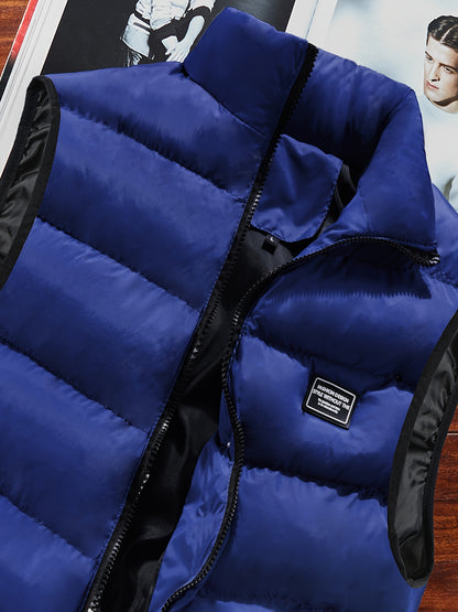 Men's Sleeveless Vest - Warm Zippered Stand Collar