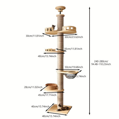 Cat Tree Tower - Multiple Platforms Scratching Posts Wooden