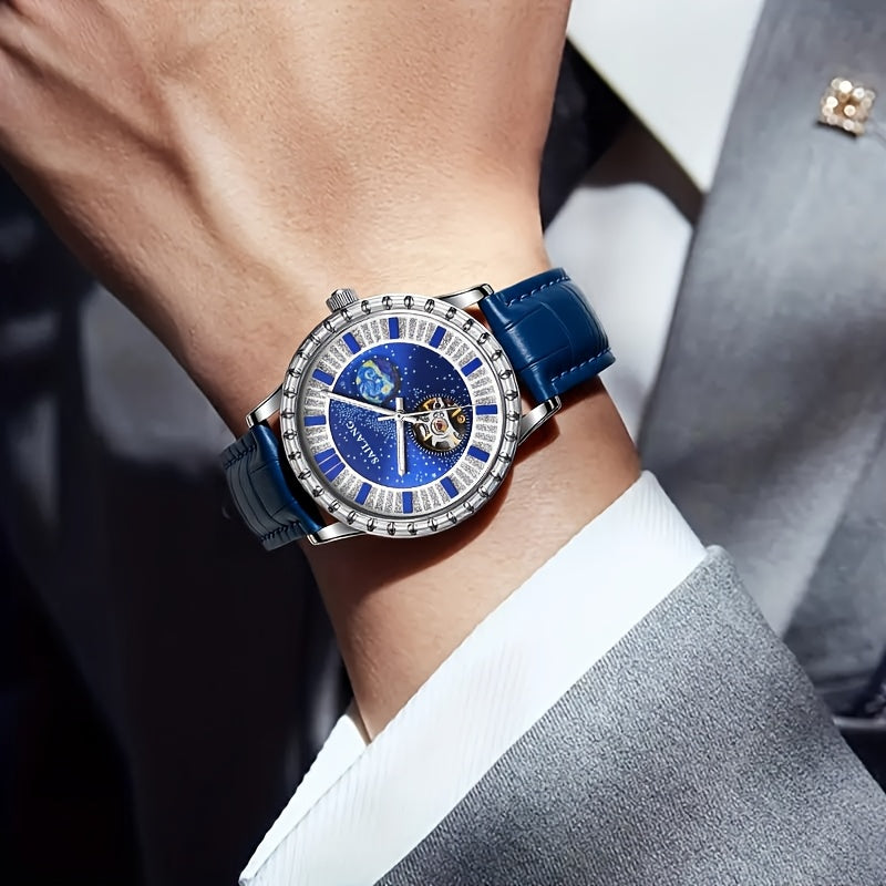 Men's Automatic Mechanical Watch - Casual Hollow Rhinestone Detail
