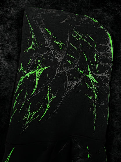 Men's Gothic Letter Print Zip Hoodie - Full-Zip with Pockets