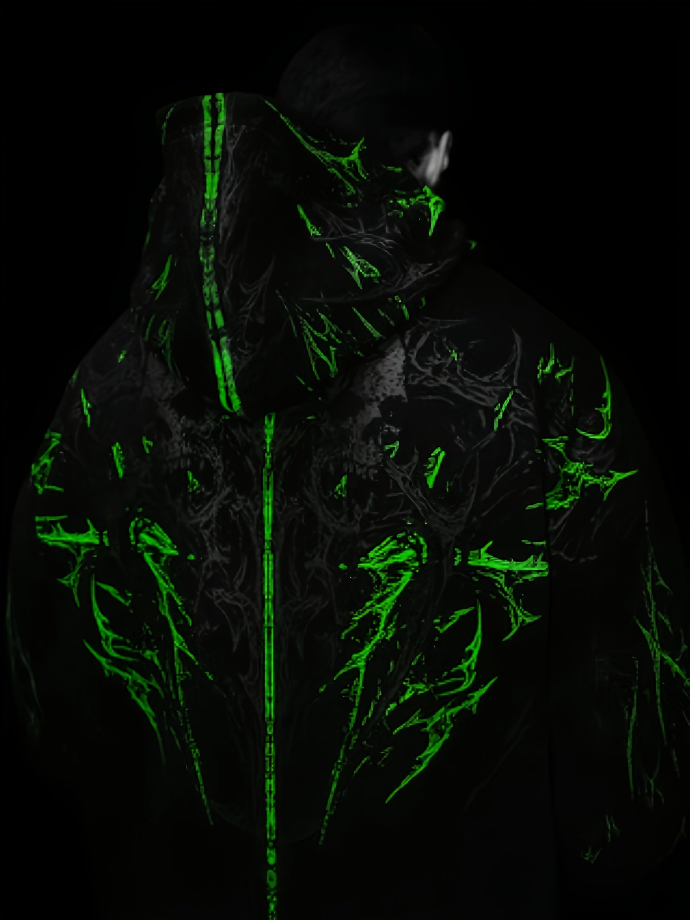 Men's Gothic Hoodie - Loose Fit Full-Zip with Pockets