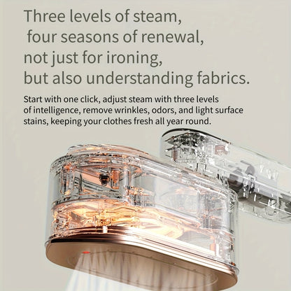 Handheld Steamer with Iron - 3-Speed 180° Rotatable 2-in-1