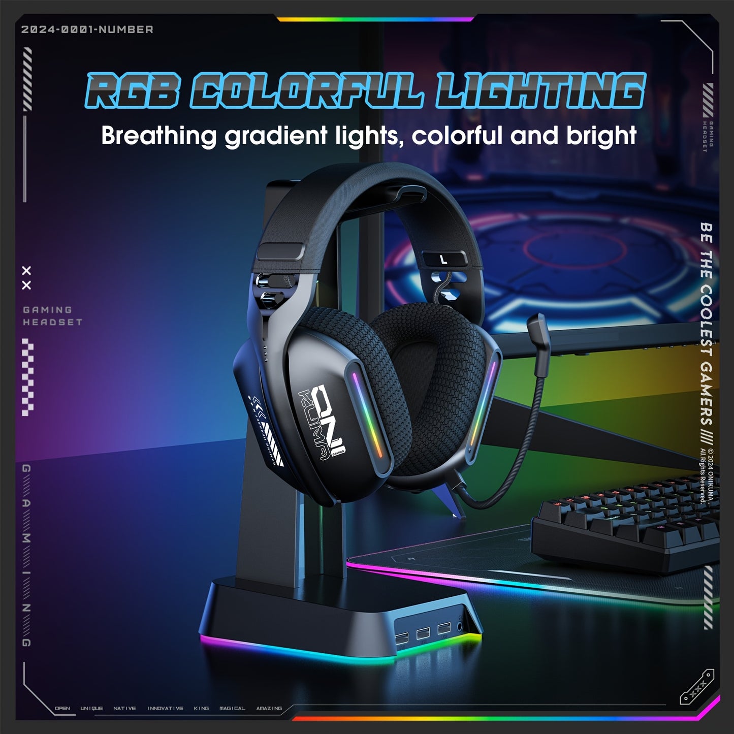ONIKUMA 2.4G Tri-Mode Wireless Gaming Headset - PS5/PS4/PC