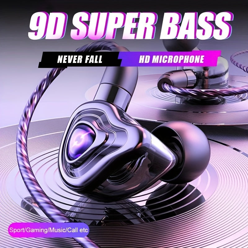 9D Super Bass Wired Earphones - HD Mic & Noise-Canceling 3.5mm