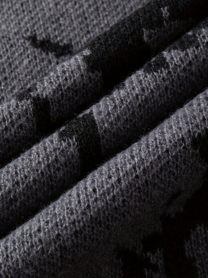 Men's Casual Streetwear Geometric Eye Pattern Knit Sweater