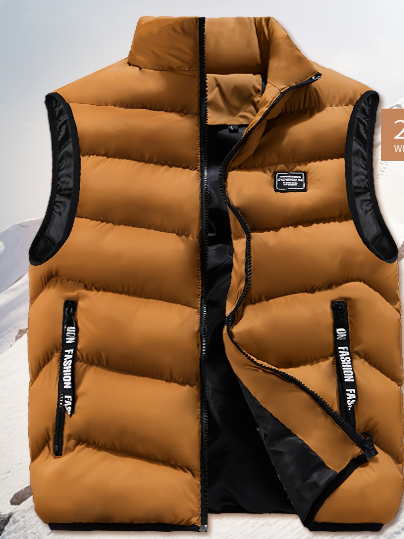 Men's Sleeveless Vest - Warm Zippered Stand Collar