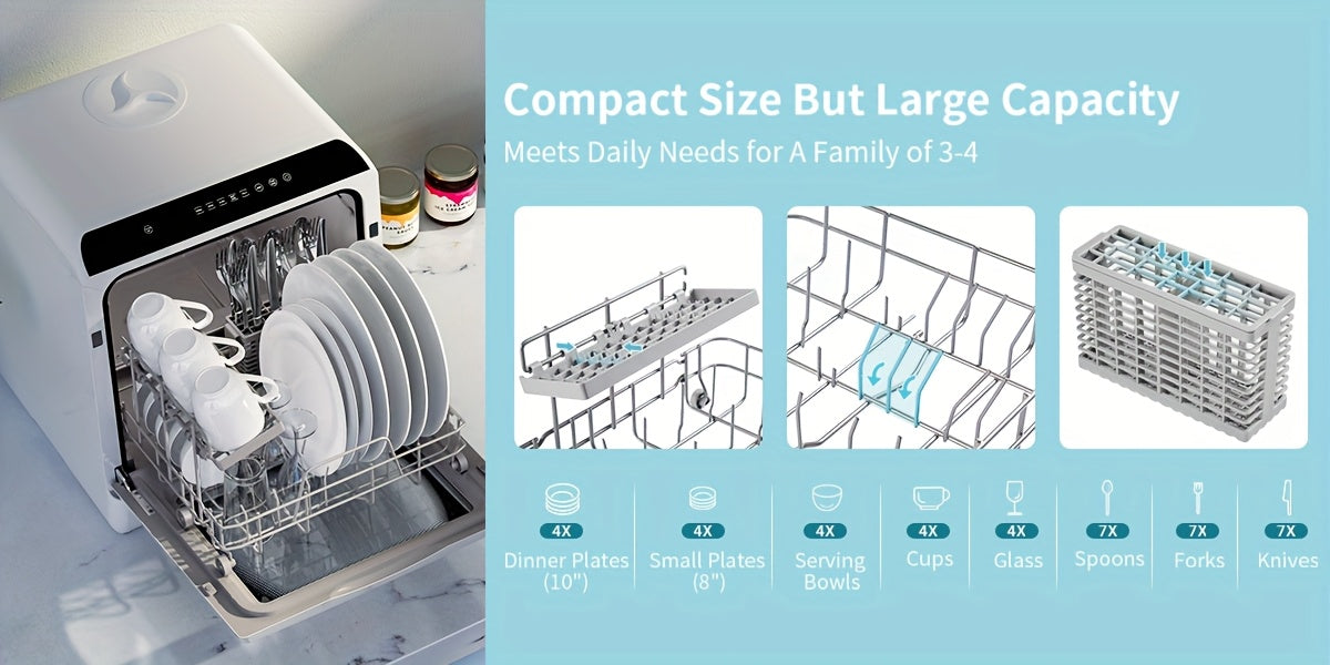 Airmsen Independent Countertop Dishwasher - 5+1 Programs 5L Tank