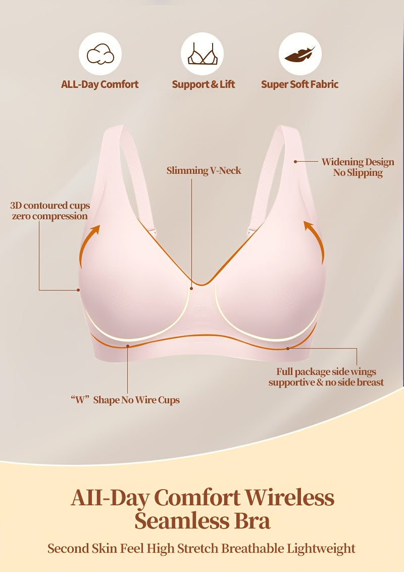 Full-Coverage Push-Up Bra - Wire-Free High Lift Non-Detachable Pad