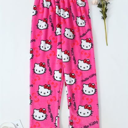 Hello Kitty Women's Flannel Sleep Pants - Thick Warm Winter