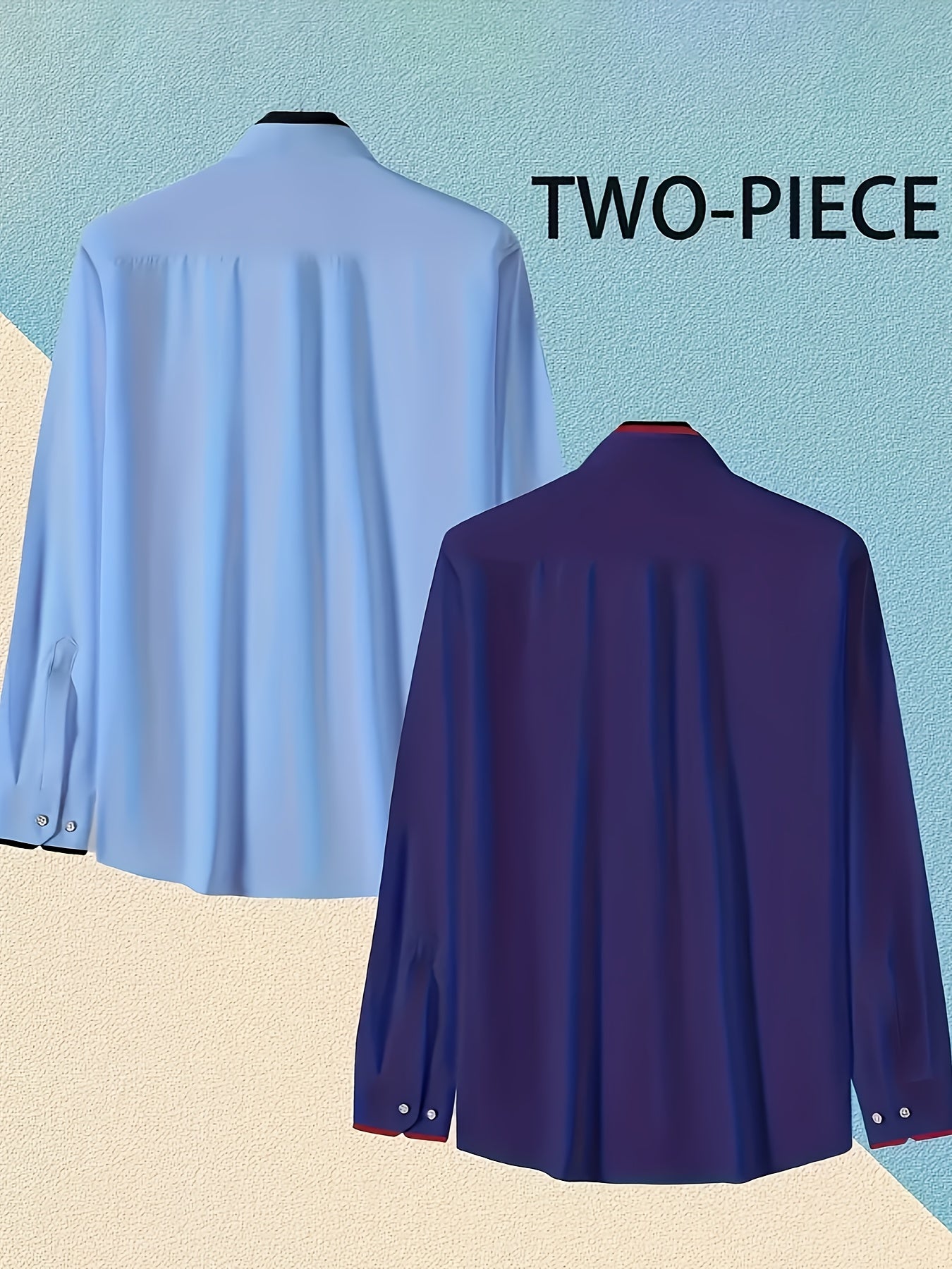 1+1 Men's Double Lapel Long Sleeve Shirt - Fashion Business Casual