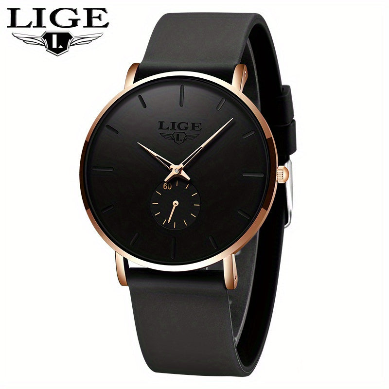LIGE Minimalist Watch - Ultra-Thin Silicone Strap Unisex