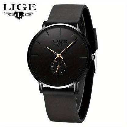 LIGE Minimalist Watch - Ultra-Thin Silicone Strap Unisex
