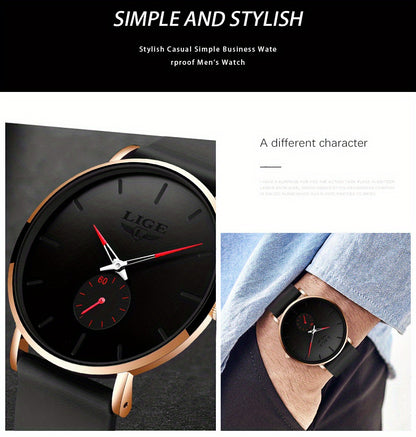 LIGE Minimalist Watch - Ultra-Thin Silicone Strap Unisex