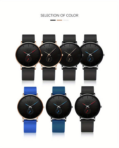 LIGE Minimalist Watch - Ultra-Thin Silicone Strap Unisex