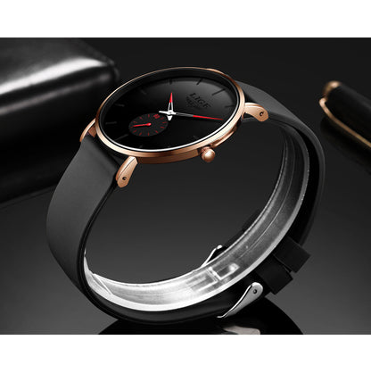 LIGE Minimalist Watch - Ultra-Thin Silicone Strap Unisex