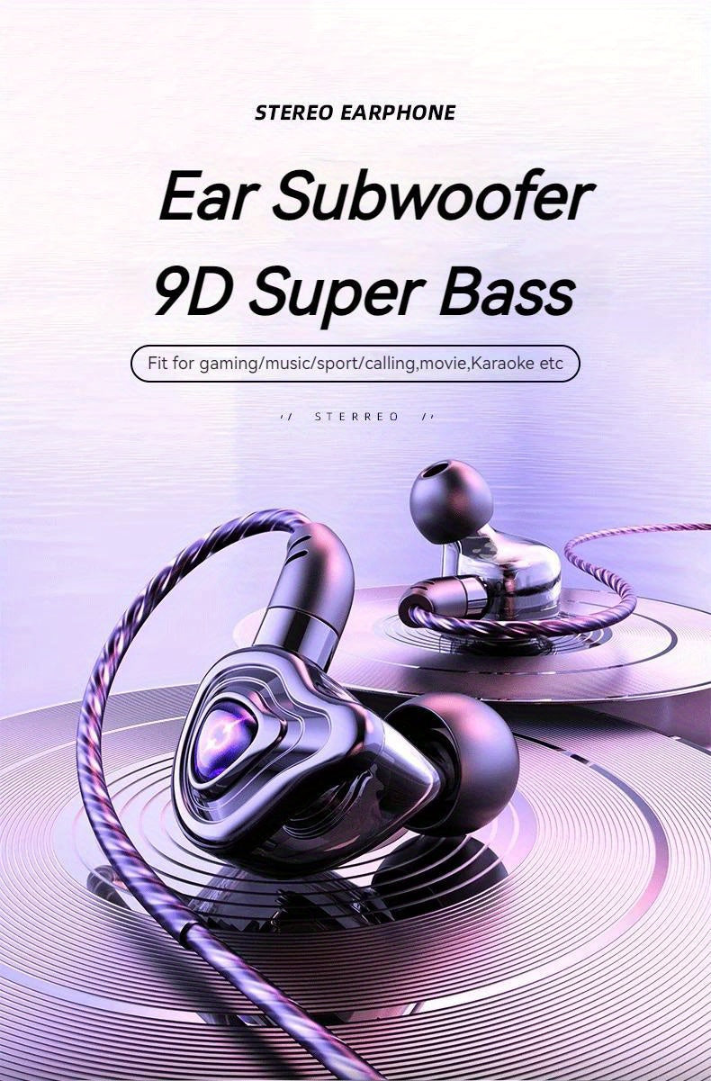 9D Super Bass Wired Earphones - HD Mic & Noise-Canceling 3.5mm