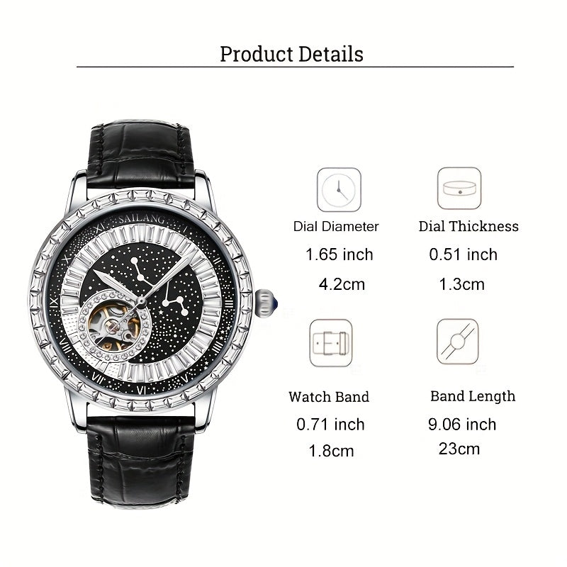 VerdeMontre Black Swan Watch - Rhinestone Luminous Unisex