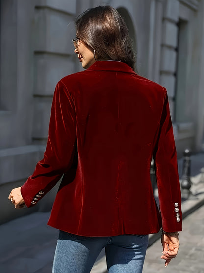 Women's Elegant Single-Breasted Blazer - Tailored Collar Long Sleeve