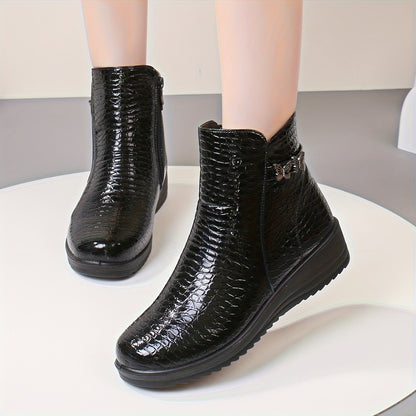 Women's Winter Warm Chunky Platform Ankle Boots - Side Zipper