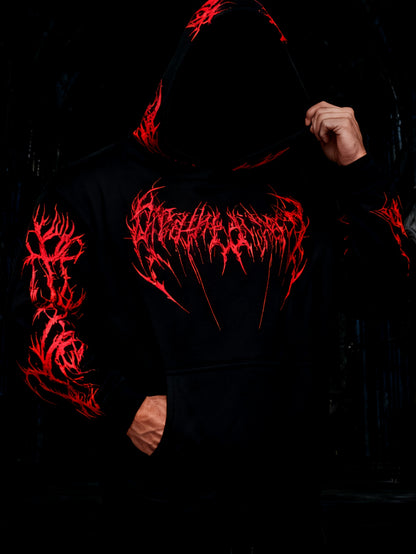 Men's Gothic Skull Print Zip Hoodie - Loose Fit with Pockets