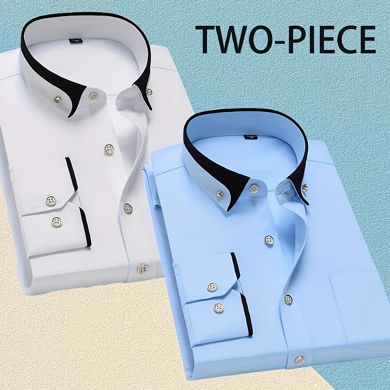 1+1 Men's Double Lapel Long Sleeve Shirt - Fashion Business Casual