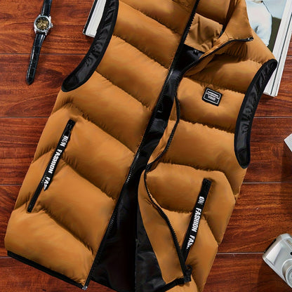 Men's Sleeveless Vest - Warm Zippered Stand Collar