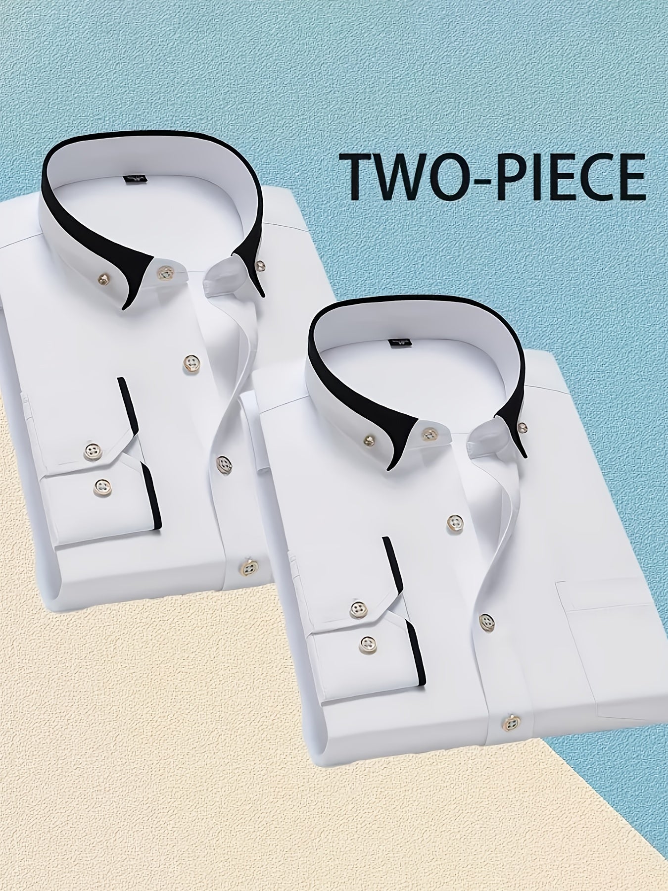 1+1 Men's Double Lapel Long Sleeve Shirt - Fashion Business Casual